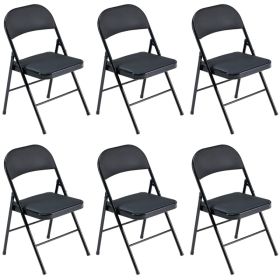 6pcs Elegant Foldable Iron & PVC Chairs For Convention & Exhibition Black (Option: Defaulttitle)
